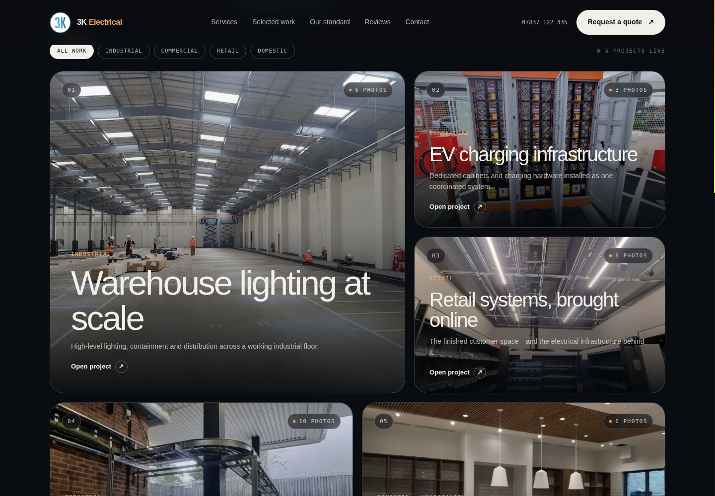 3K Electrical website work page